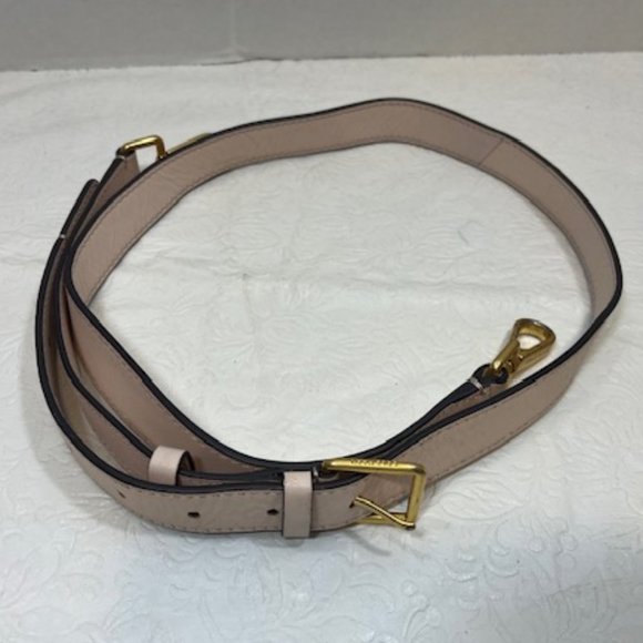 Cole Haan Replacement Bag Strap Lite Pink Leather Gold Toned Push Gate Snap Hook - Picture 3 of 12